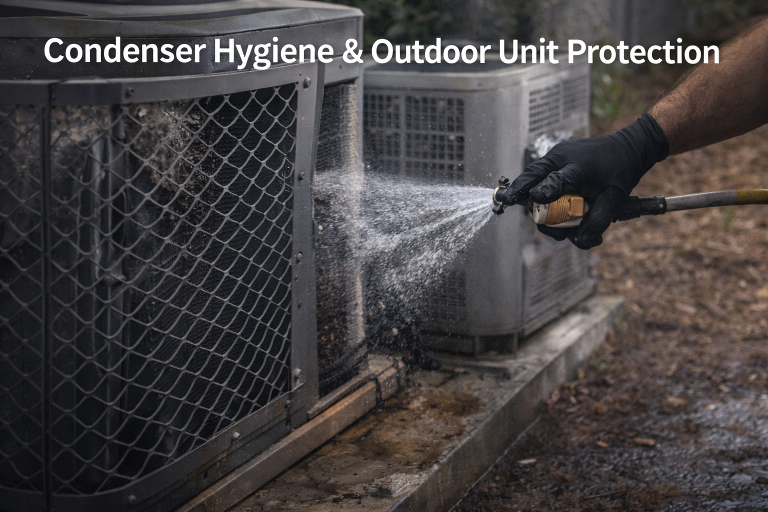 Outdoor condenser coil cleaning